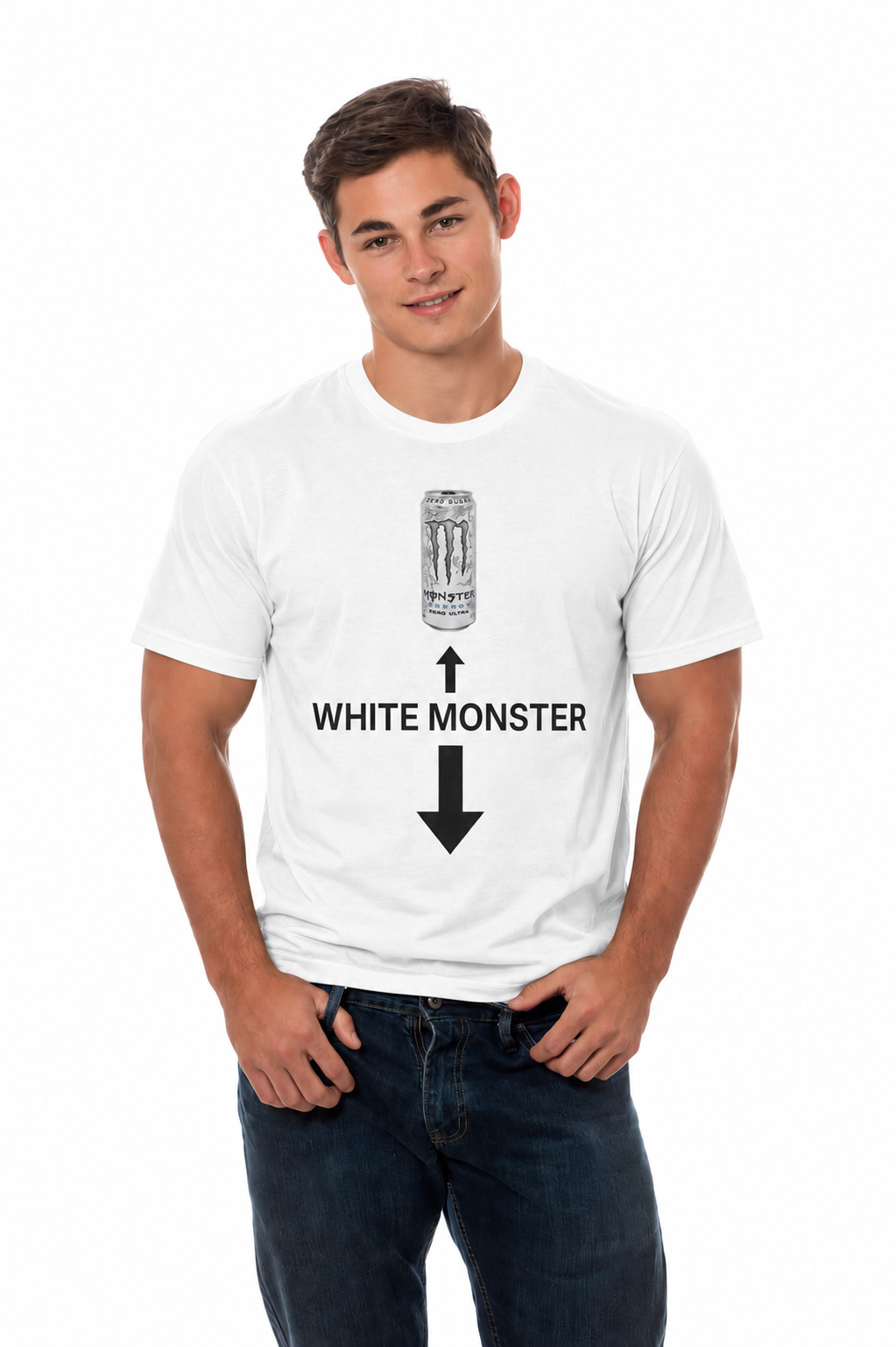 White Monster Cotton T-Shirt